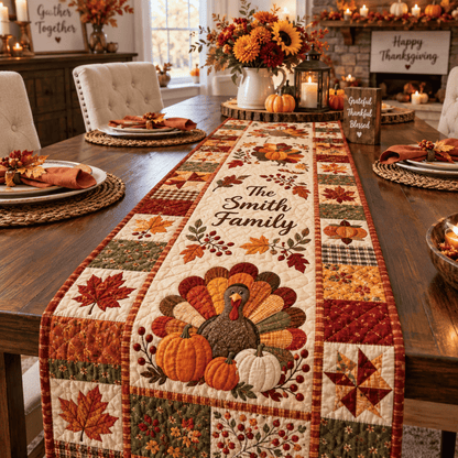Chaotic Club Personalized Thanksgiving Quilt Table Runner