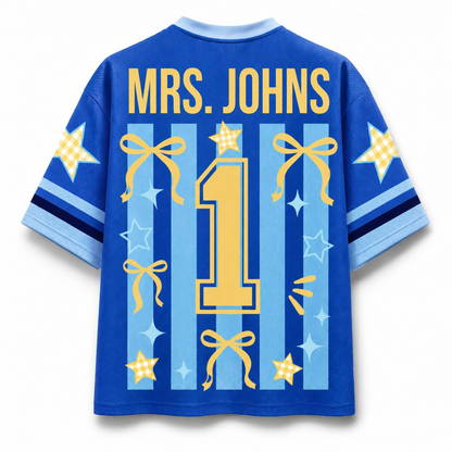 Chaotic Club School Staff Coquette Bow Striped Game Day Mesh Jersey