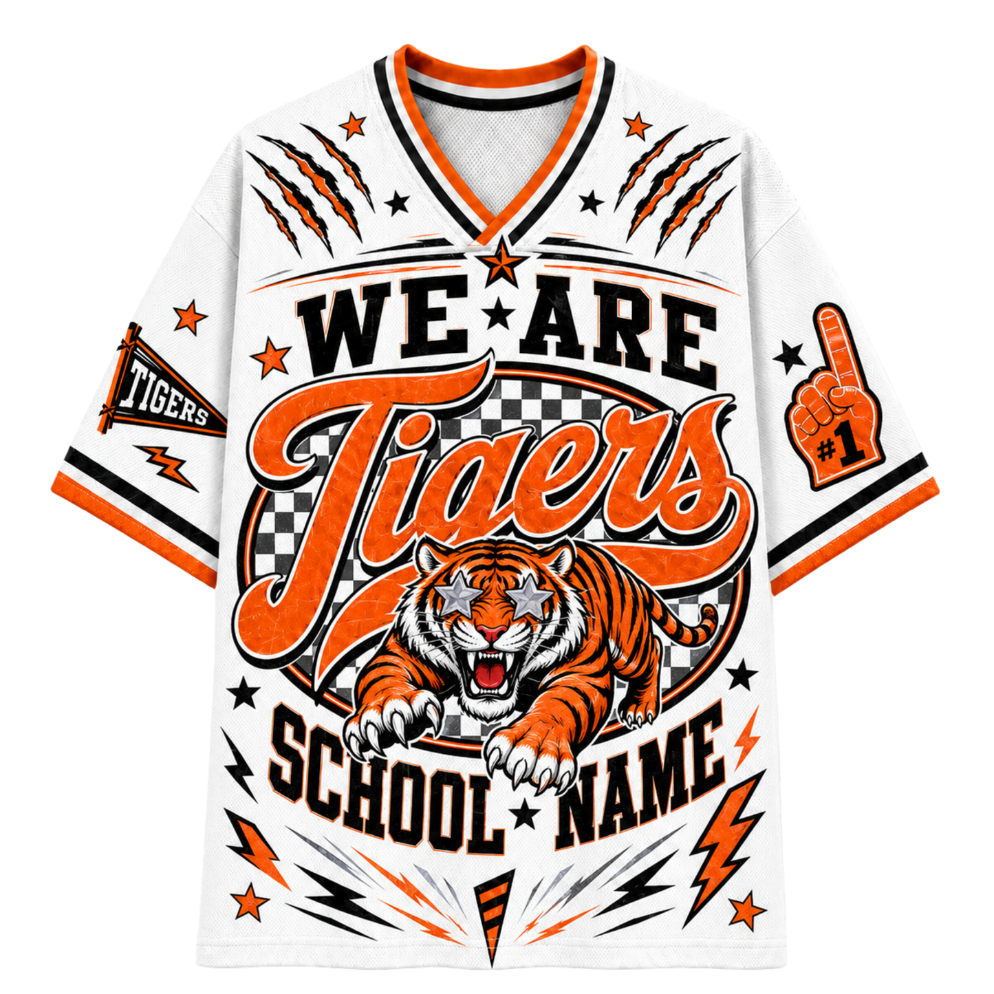 Chaotic Club School Mascot Football Baseball Hockey Varsity Letters Mesh Jersey