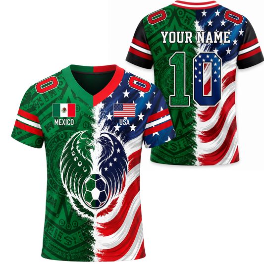 ChaoticClub Half USA Half Mexico Personalized Soccer Jersey