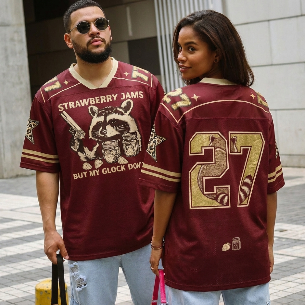 ChaoticClub Strawberry Jams Glock Funny Raccoon Mesh Jersey