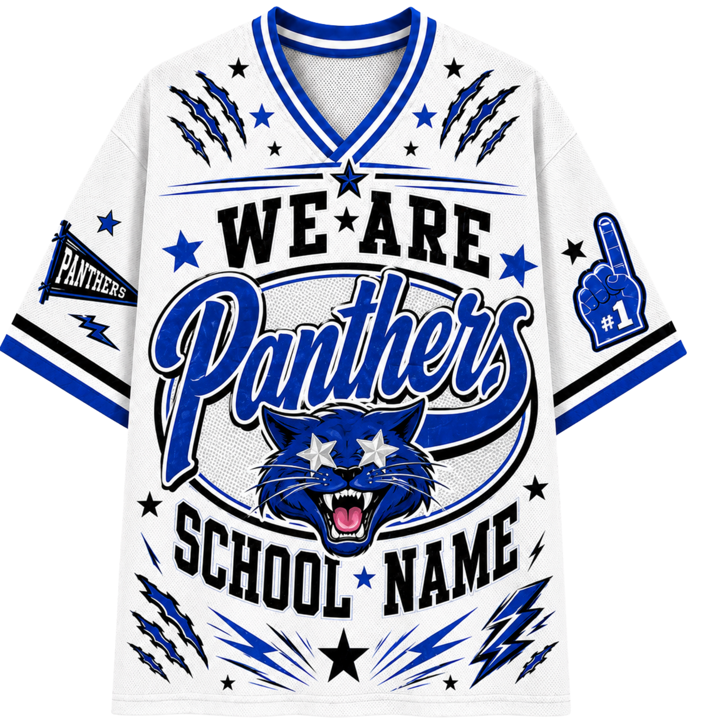 Chaotic Club School Mascot Football Baseball Hockey Varsity Letters Mesh Jersey