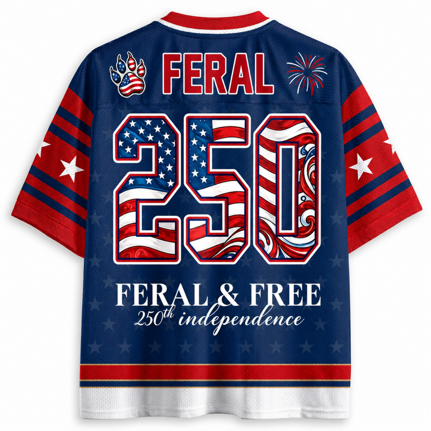 ChaoticClub Feral But Free Raccoon 1776 Jersey Mesh