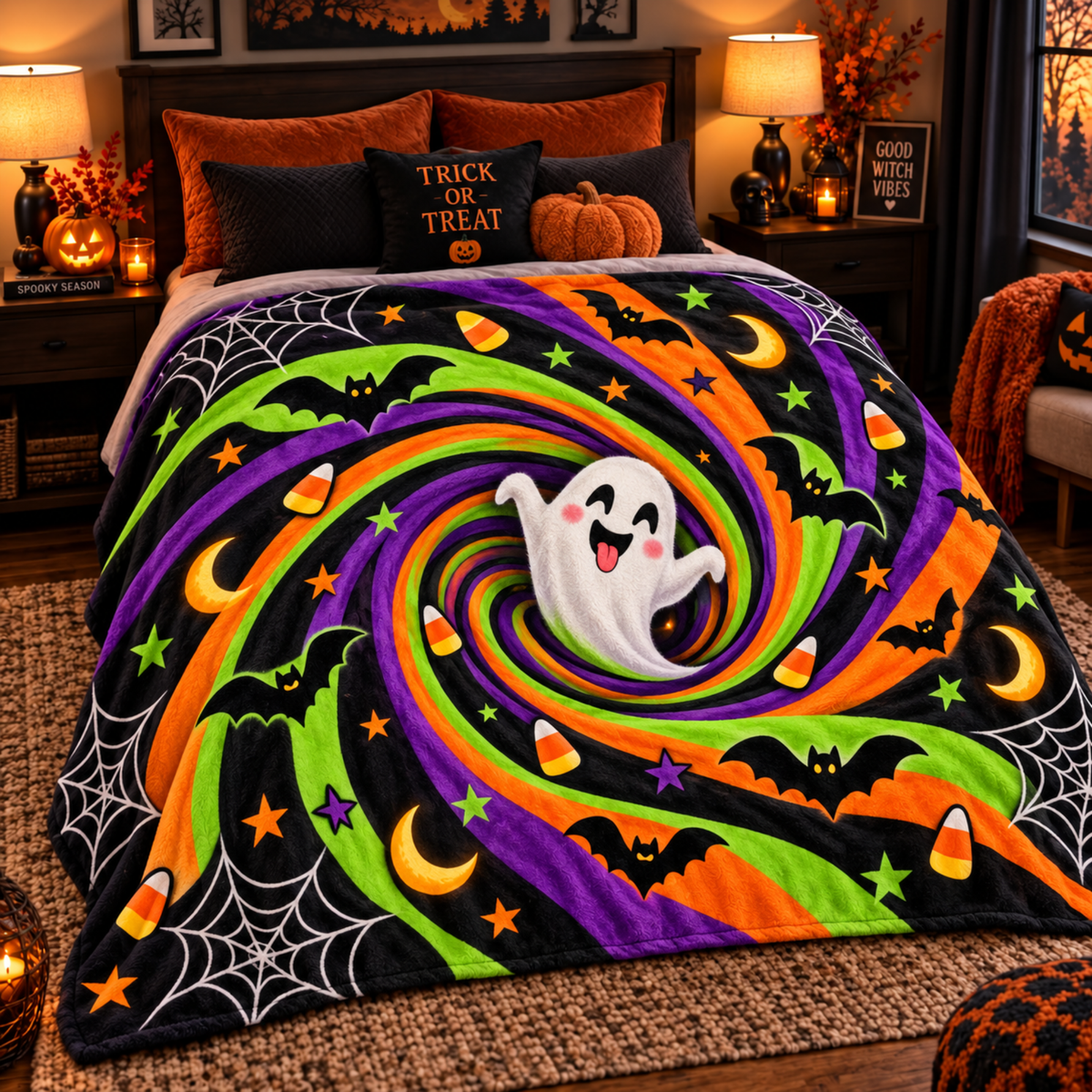 Chaotic Club Halloween 3D Optical Illusion Fleece Blanket