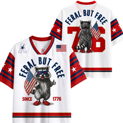 ChaoticClub Feral But Free Raccoon 1776 Jersey Mesh