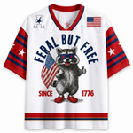 ChaoticClub Feral But Free Raccoon 1776 Jersey Mesh