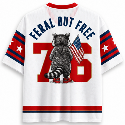 ChaoticClub Feral But Free Raccoon 1776 Jersey Mesh