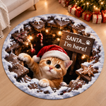 Chaotic Club Reaching Santa 3D Illusion Round Rug