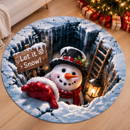 Chaotic Club Reaching Santa 3D Illusion Round Rug