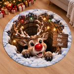 Chaotic Club Reaching Santa 3D Illusion Round Rug