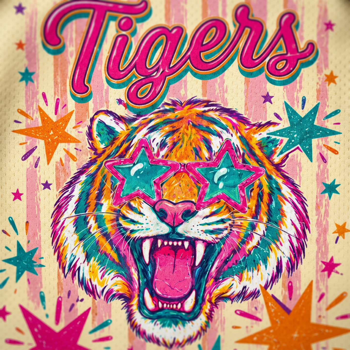 ChaoticcClub Tiger Stars Mascot Mesh Jersey - Breathable Mesh Fabric Detail