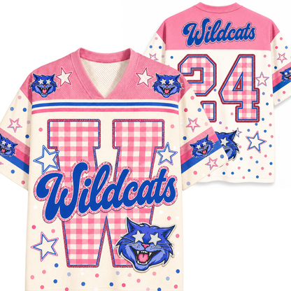 ChaoticClub Custom Gingham School Mascot Game Day Retro Mesh Jersey