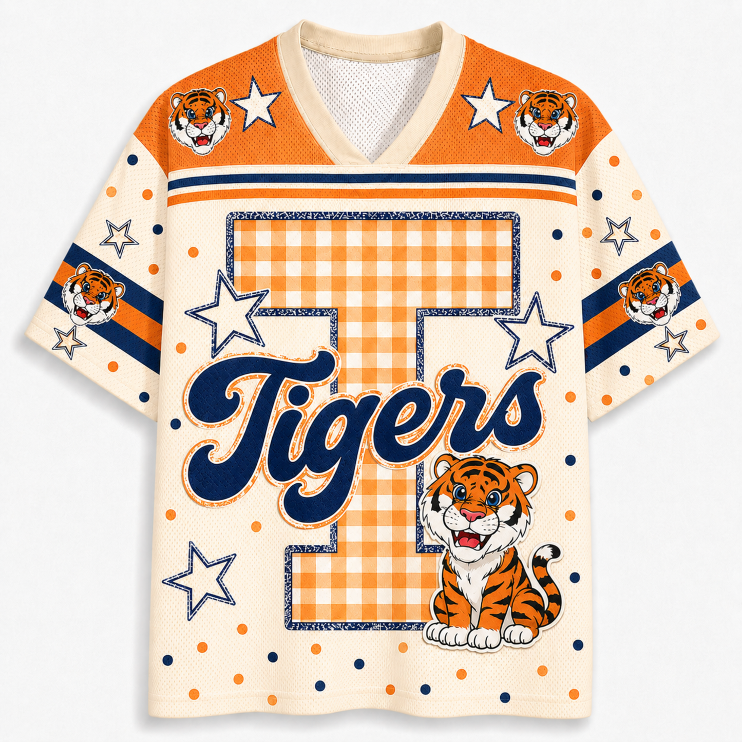 ChaoticClub Custom Gingham School Mascot Game Day Retro Mesh Jersey