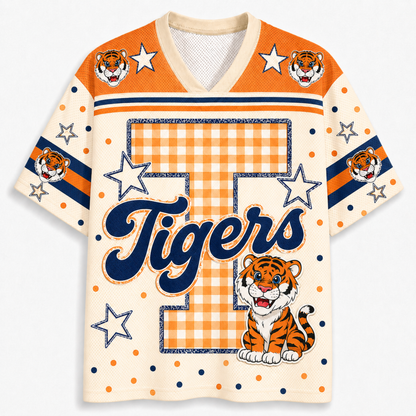 ChaoticClub Custom Gingham School Mascot Game Day Retro Mesh Jersey