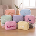 Personalized Embroidered Striped Seersucker Makeup Bag