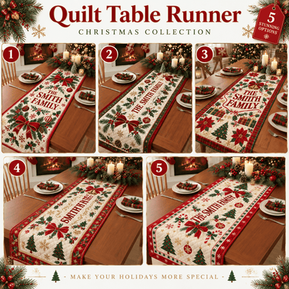 Chaotic Club Custom Family Name Christmas Quilt Table Runner