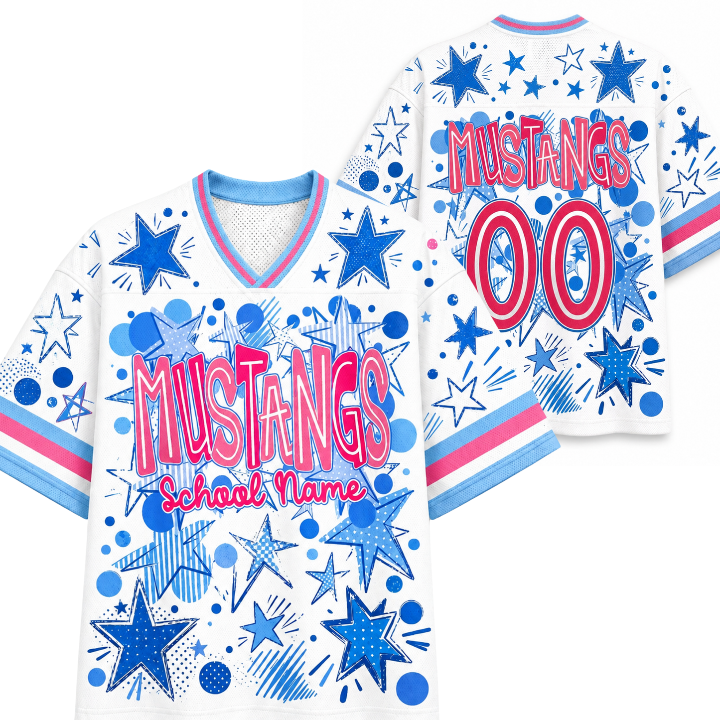 ChaoticClub Mascot Neon School Name Floral Mesh Jersey