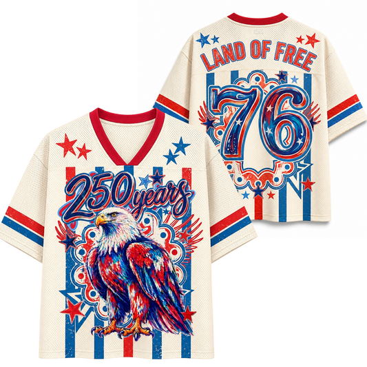 ChaoticClub Striped Patriotic Eagle 250th Year America Mesh Jersey
