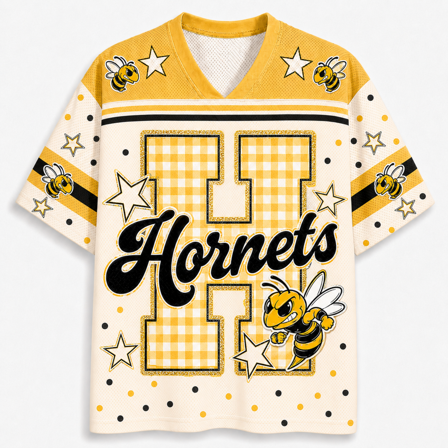 ChaoticClub Custom Gingham School Mascot Game Day Retro Mesh Jersey