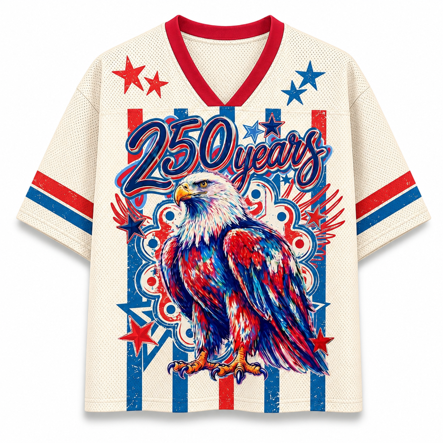 Chaotic Club Striped Patriotic Eagle 250th Year America Mesh Jersey