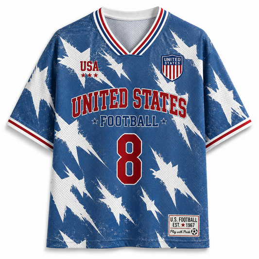 ChaoticClub Retro USA Soccer Star Vintage Mesh Jersey - Back View Design