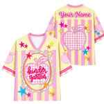ChaoticClub Preppy Teacher Apple Pink Gingham Stripes Mesh Jersey