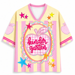 ChaoticClub Preppy Teacher Apple Pink Gingham Stripes Mesh Jersey