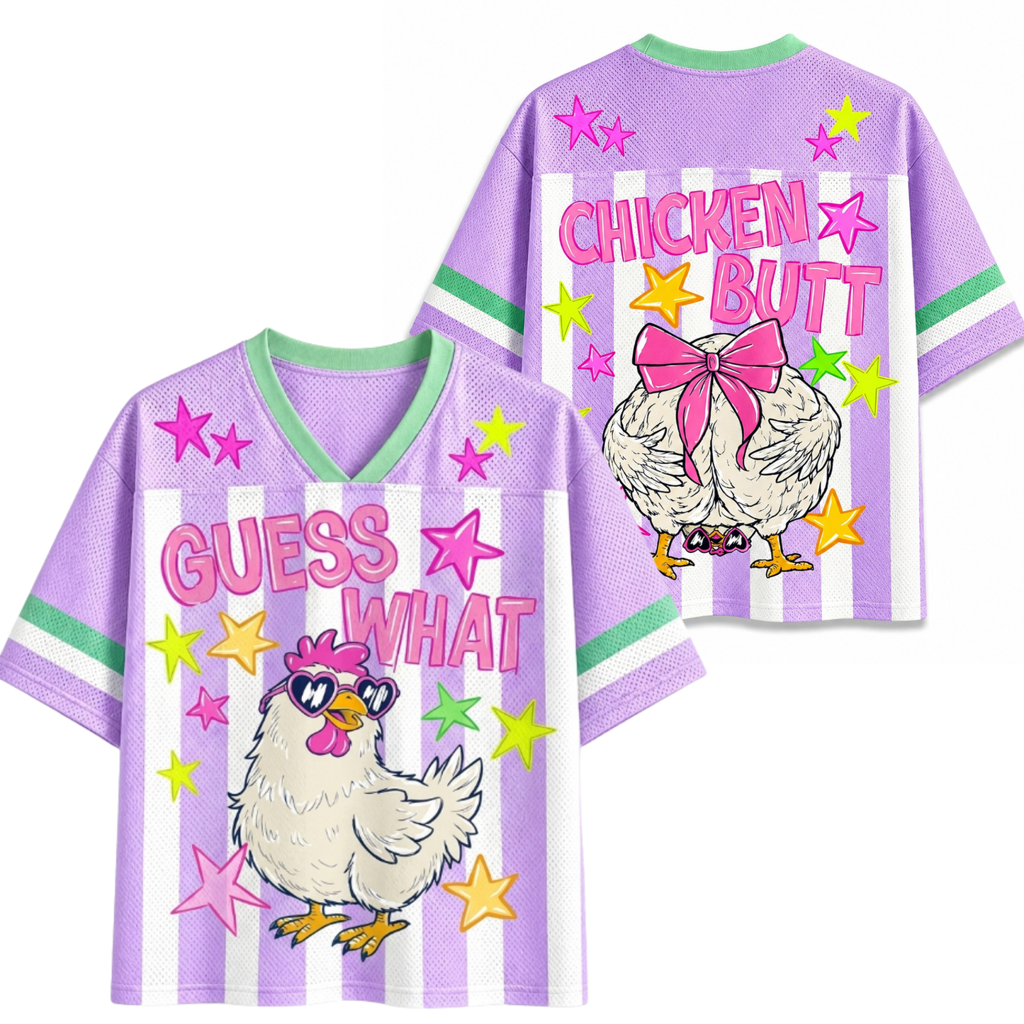 ChaoticClub Guess What Chicken Butt Coquette Bow Mesh Jersey