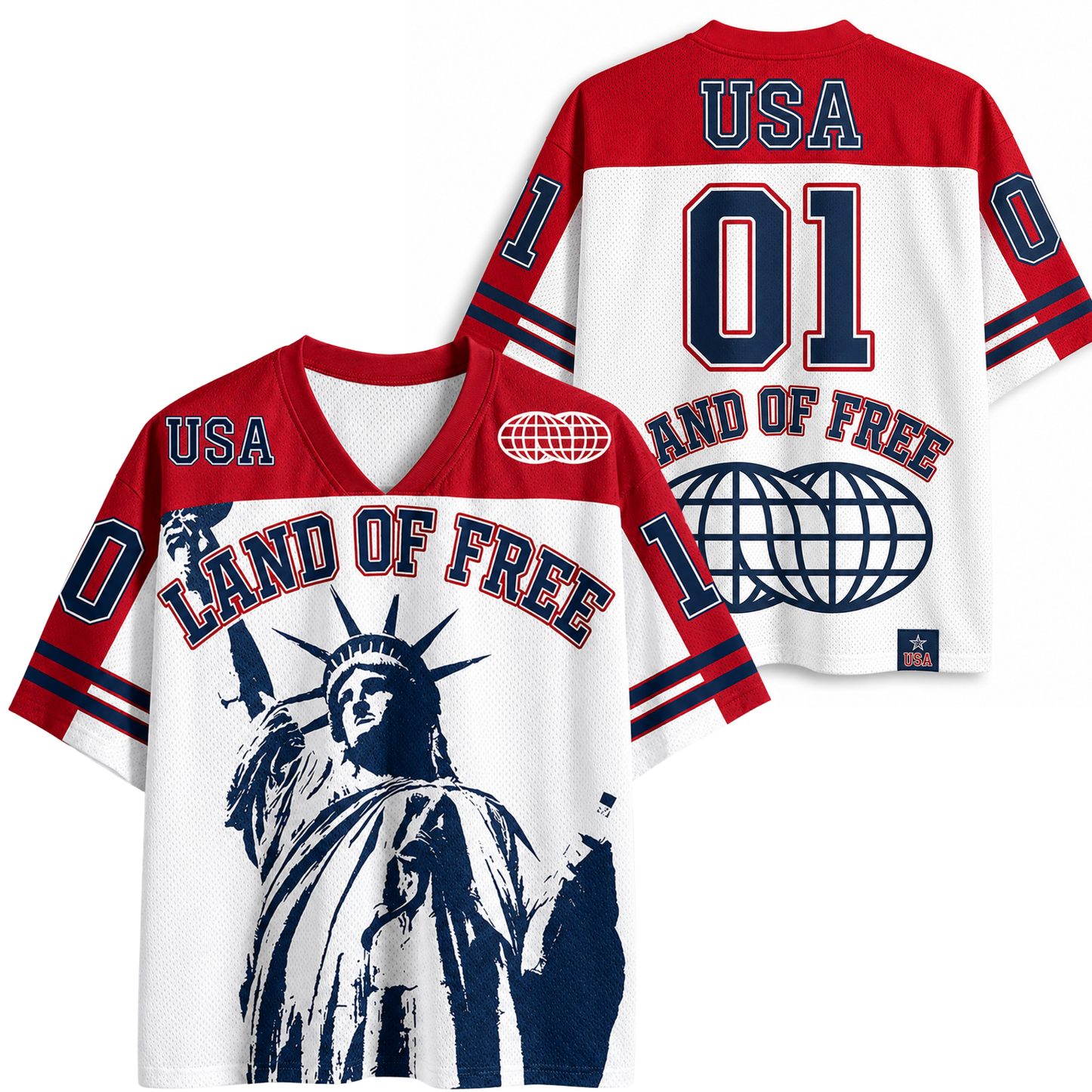 ChaoticClub Land Of Free USA Patriotic Mesh Jersey