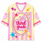 ChaoticClub Preppy Teacher Apple Pink Gingham Stripes Mesh Jersey
