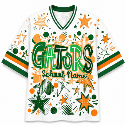 ChaoticClub Mascot Neon School Name Floral Mesh Jersey