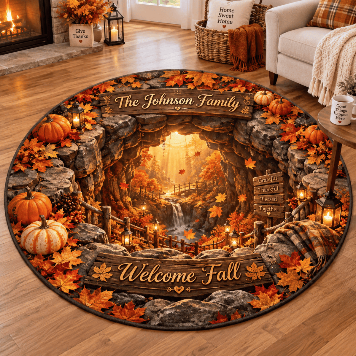 Chaotic Club Personalized Thanksgiving 3D Spiral Staircase Rug