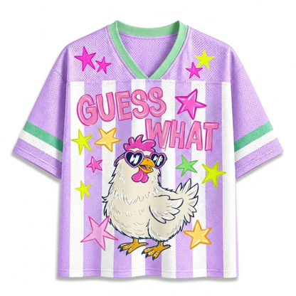 ChaoticClub Guess What Chicken Butt Coquette Bow Mesh Jersey