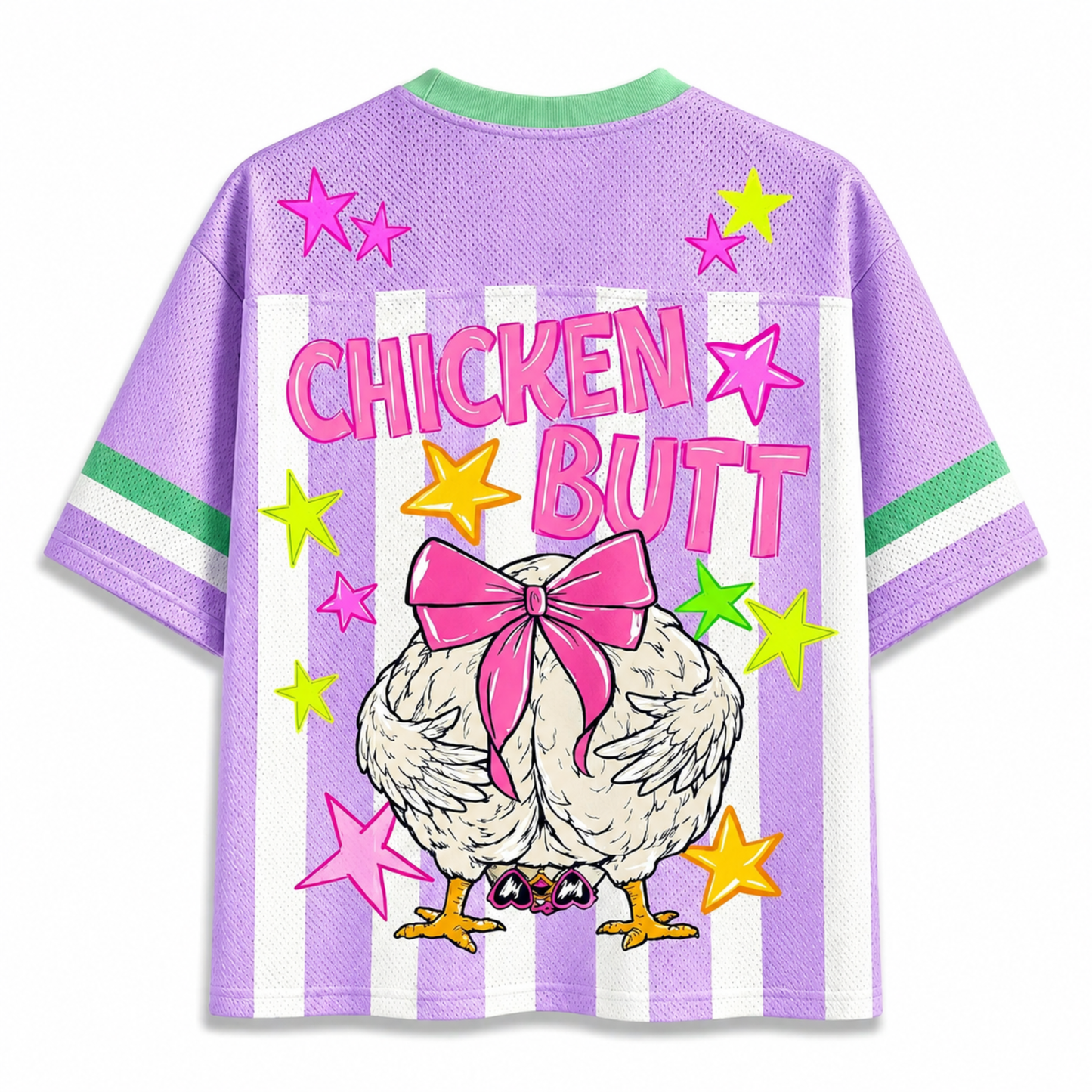 ChaoticClub Guess What Chicken Butt Coquette Bow Mesh Jersey