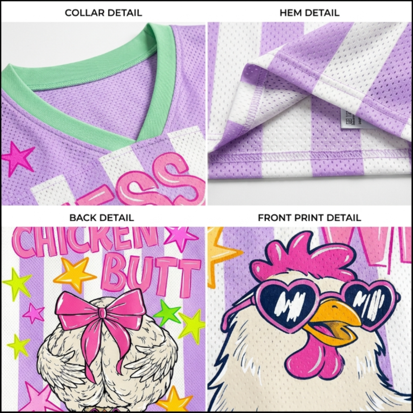ChaoticClub Guess What Chicken Butt Coquette Bow Mesh Jersey