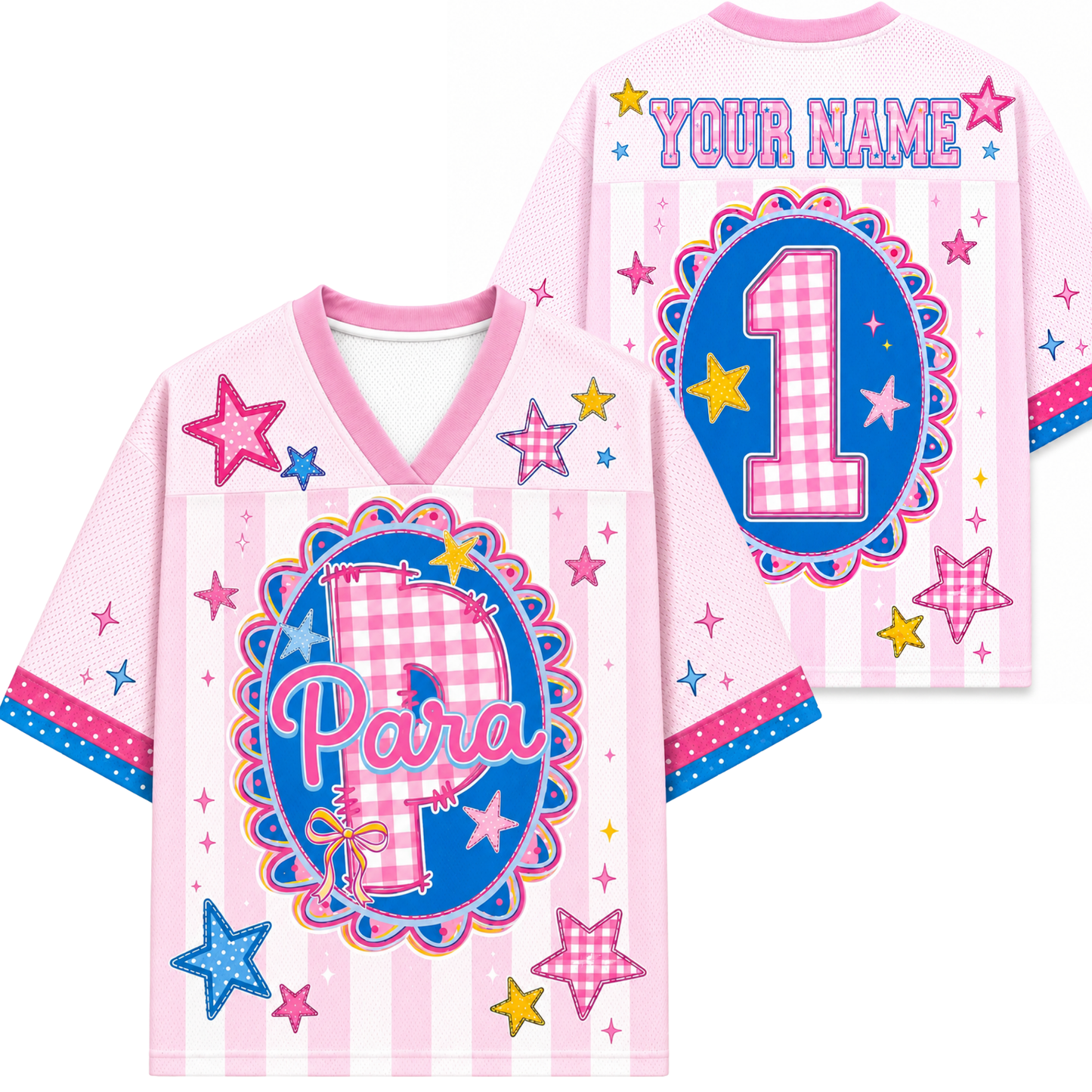 ChaoticClub Preppy Teacher Monogram Stripes Mesh Jersey