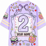 ChaoticClub Back to School Purple Bow Girly Coquette Mesh Jersey