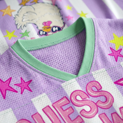 ChaoticClub Guess What Chicken Butt Coquette Bow Mesh Jersey