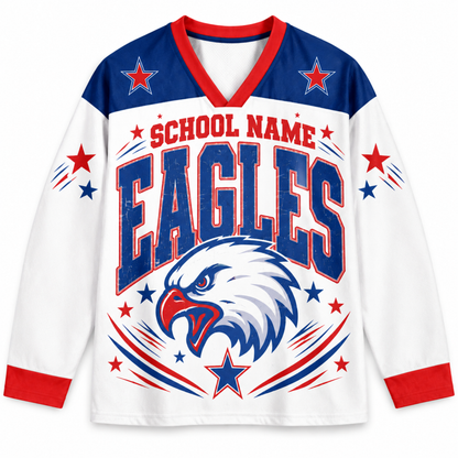 Chaotic Club Retro Mascot Patriotic Stars Game Day Long Sleeve Sports Jersey