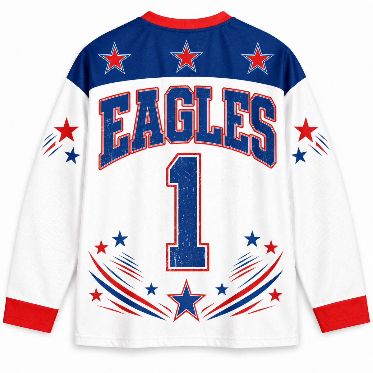 Chaotic Club Retro Mascot Patriotic Stars Game Day Long Sleeve Sports Jersey