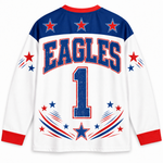 Chaotic Club Retro Mascot Patriotic Stars Game Day Long Sleeve Sports Jersey