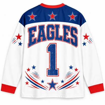 Chaotic Club Retro Mascot Patriotic Stars Game Day Long Sleeve Sports Jersey