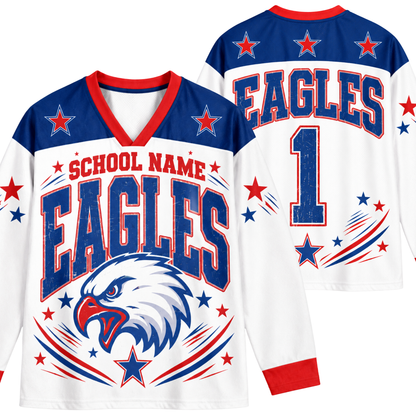 Chaotic Club Retro Mascot Patriotic Stars Game Day Long Sleeve Sports Jersey