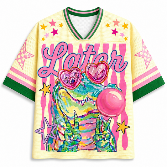 ChaoticClub Summer Striped Later Alligator Mesh Jersey