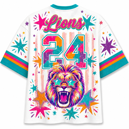 ChaoticcClub Lions Stars Mascot Mesh Jersey - Lifestyle On Model