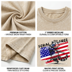 Chaoticclub Feral And Free Raccoon 4th Of July Washed T-Shirt