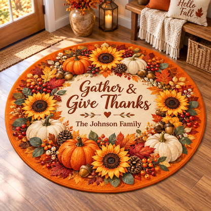 Chaotic Club Personalized Thanksgiving Round Rug
