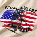 Chaoticclub Feral And Free Raccoon 4th Of July Washed T-Shirt