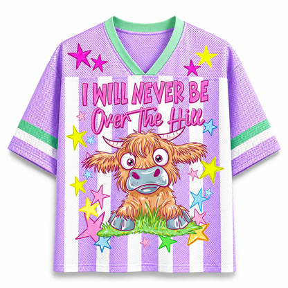 ChaoticClub Striped I Will Never Be Over The Hill Highland Cow Mesh Jersey