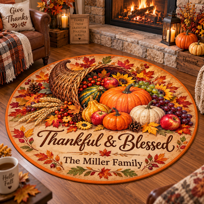 Chaotic Club Personalized Thanksgiving Round Rug